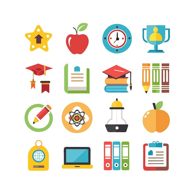 Colección de iconos Ilustración vectorial para documentos, sitios web educativos y aplicaciones móviles