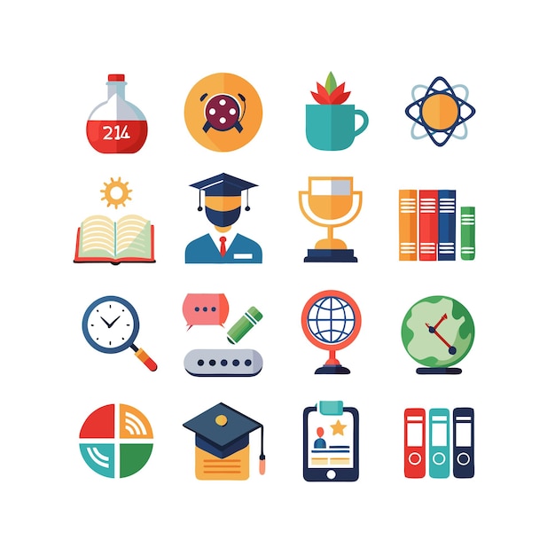 Colección de iconos Ilustración vectorial para documentos, sitios web educativos y aplicaciones móviles