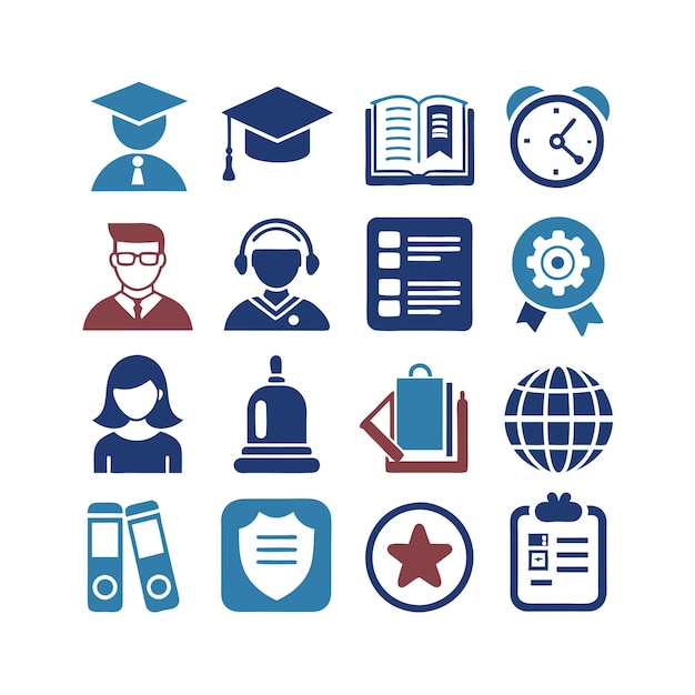 Colección de iconos Ilustración vectorial para documentos, sitios web educativos y aplicaciones móviles