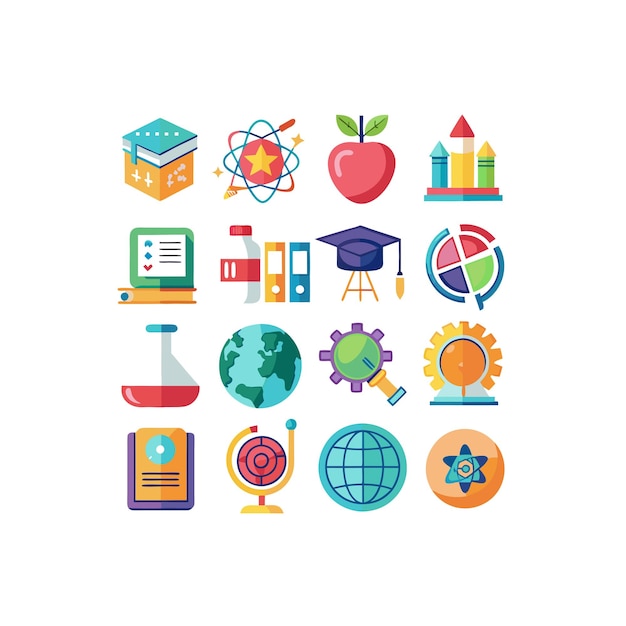 Colección de iconos Ilustración vectorial para documentos, sitios web educativos y aplicaciones móviles