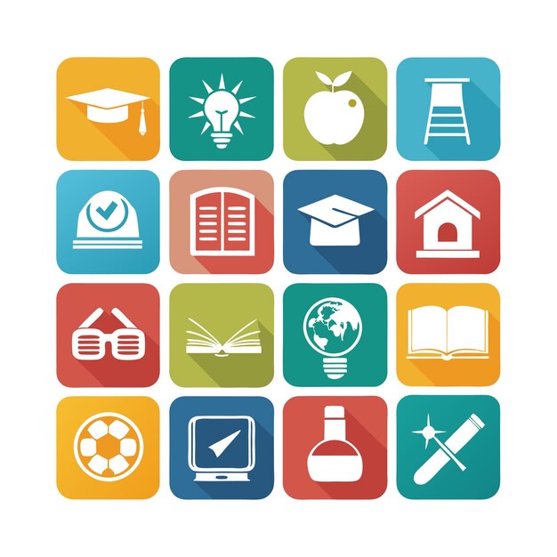 Colección de iconos Ilustración vectorial para documentos, sitios web educativos y aplicaciones móviles