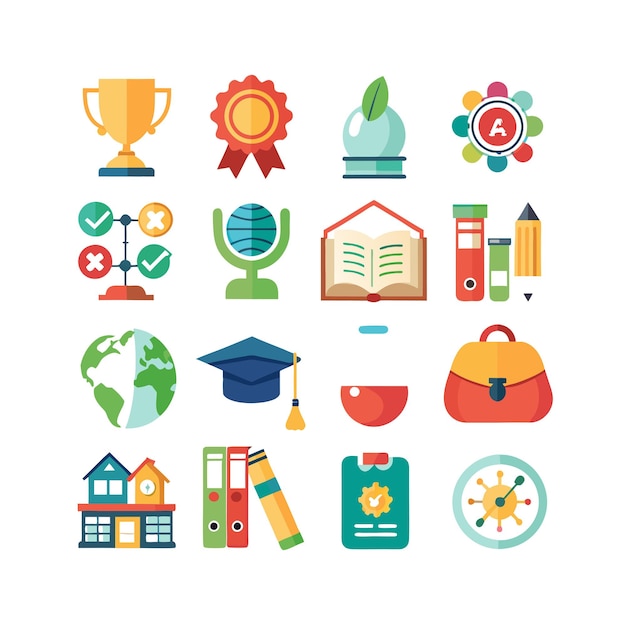 Colección de iconos Ilustración vectorial para documentos, sitios web educativos y aplicaciones móviles