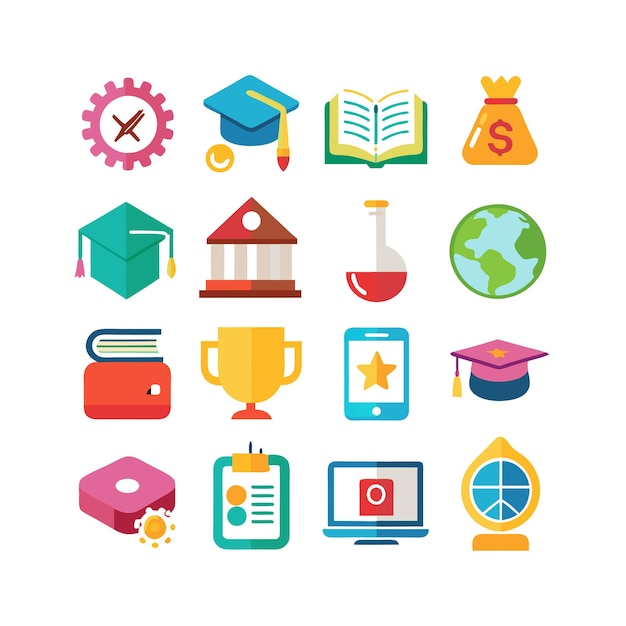 Colección de iconos Ilustración vectorial para documentos, sitios web educativos y aplicaciones móviles