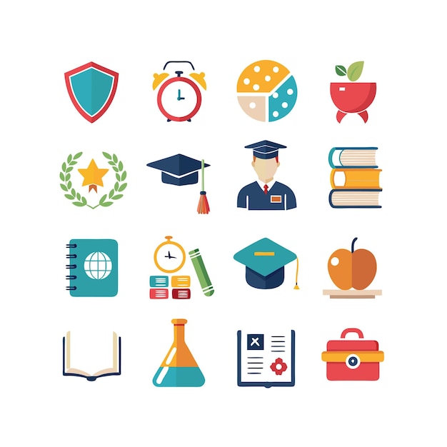 Colección de iconos Ilustración vectorial para documentos, sitios web educativos y aplicaciones móviles