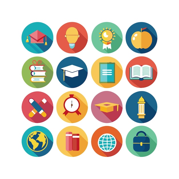 Colección de iconos Ilustración vectorial para documentos, sitios web educativos y aplicaciones móviles