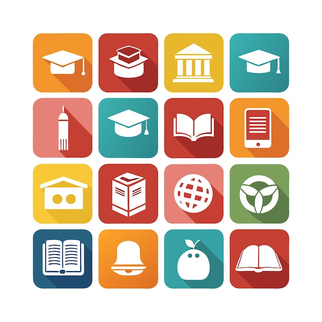 Colección de iconos Ilustración vectorial para documentos, sitios web educativos y aplicaciones móviles
