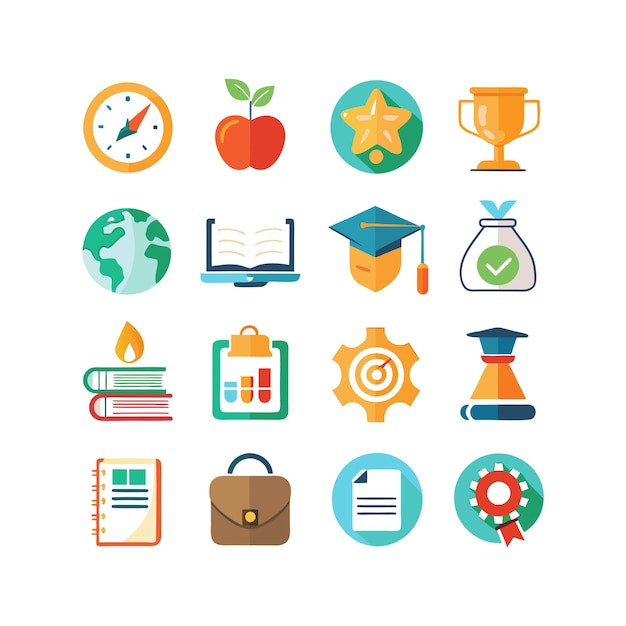 Colección de iconos Ilustración vectorial para documentos, sitios web educativos y aplicaciones móviles