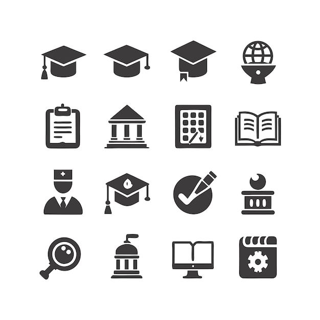 Colección de iconos Ilustración vectorial para documentos, sitios web educativos y aplicaciones móviles