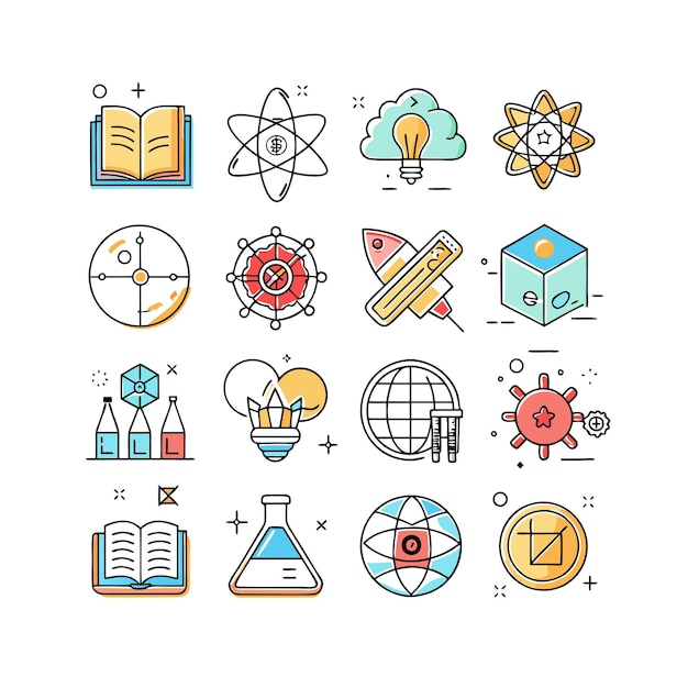 Colección de iconos Ilustración vectorial para documentos, sitios web educativos y aplicaciones móviles