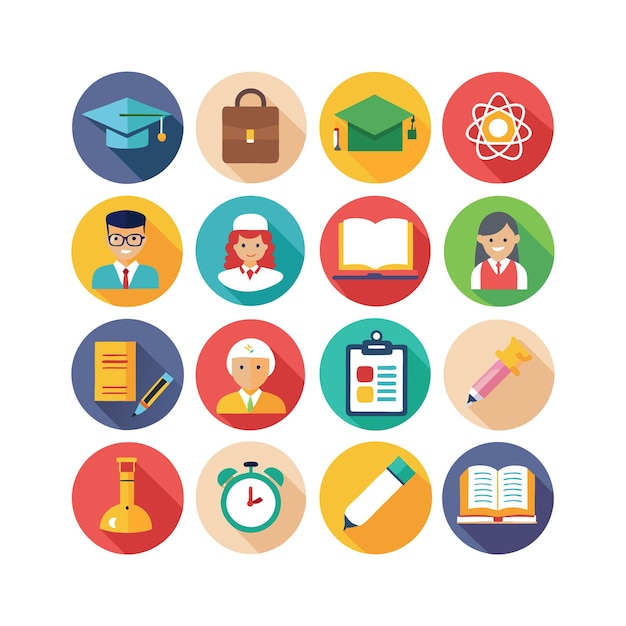 Colección de iconos Ilustración vectorial para documentos, sitios web educativos y aplicaciones móviles