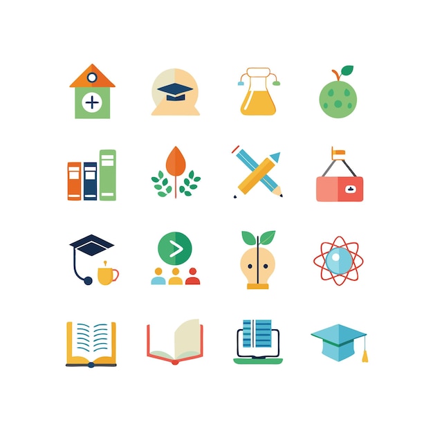 Colección de iconos Ilustración vectorial para documentos, sitios web educativos y aplicaciones móviles