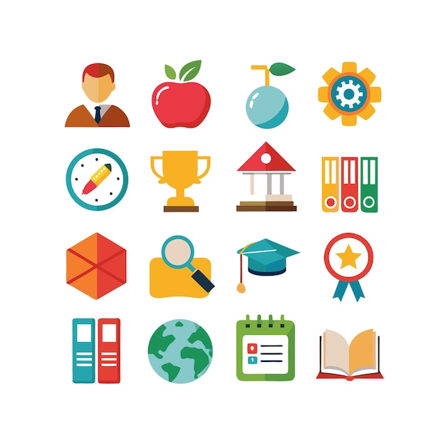 Colección de iconos Ilustración vectorial para documentos, sitios web educativos y aplicaciones móviles