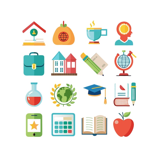Colección de iconos Ilustración vectorial para documentos, sitios web educativos y aplicaciones móviles