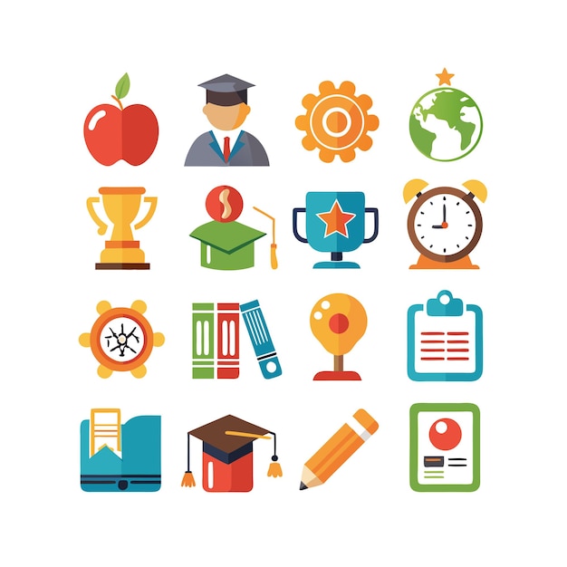 Colección de iconos Ilustración vectorial para documentos, sitios web educativos y aplicaciones móviles
