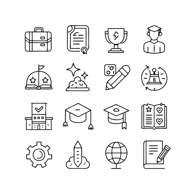 Colección de iconos Ilustración vectorial para documentos, sitios web educativos y aplicaciones móviles