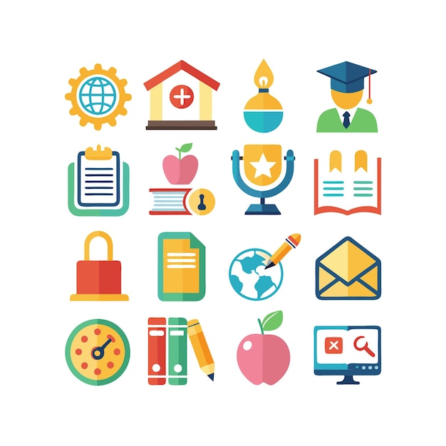 Colección de iconos Ilustración vectorial para documentos, sitios web educativos y aplicaciones móviles