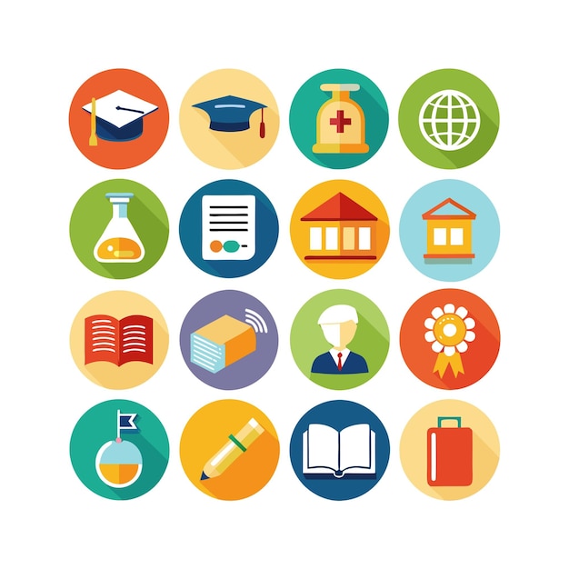 Colección de iconos Ilustración vectorial para documentos, sitios web educativos y aplicaciones móviles