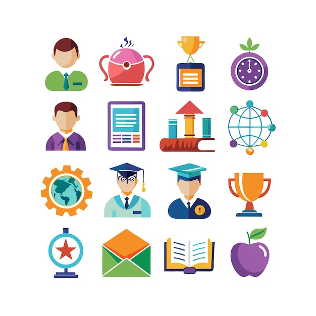 Colección de iconos Ilustración vectorial para documentos, sitios web educativos y aplicaciones móviles