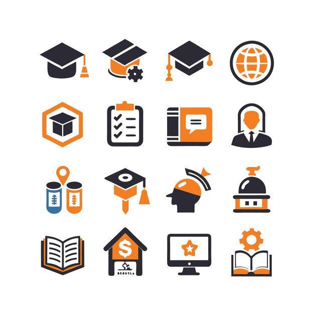 Colección de iconos Ilustración vectorial para documentos, sitios web educativos y aplicaciones móviles