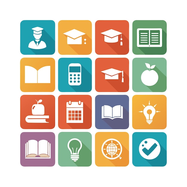 Colección de iconos Ilustración vectorial para documentos, sitios web educativos y aplicaciones móviles