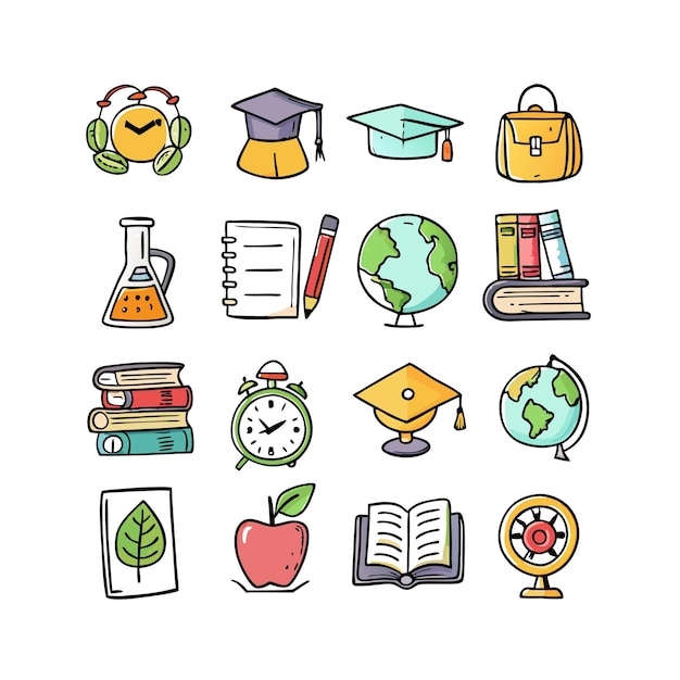 Colección de iconos Ilustración vectorial para documentos, sitios web educativos y aplicaciones móviles