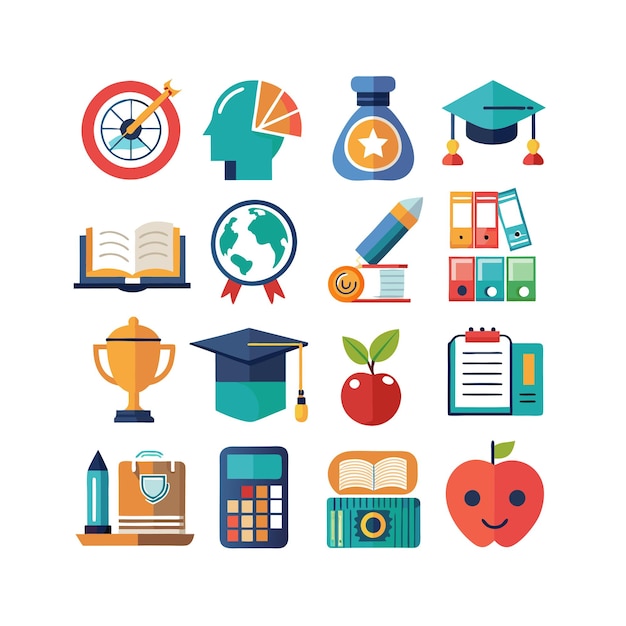 Colección de iconos Ilustración vectorial para documentos, sitios web educativos y aplicaciones móviles