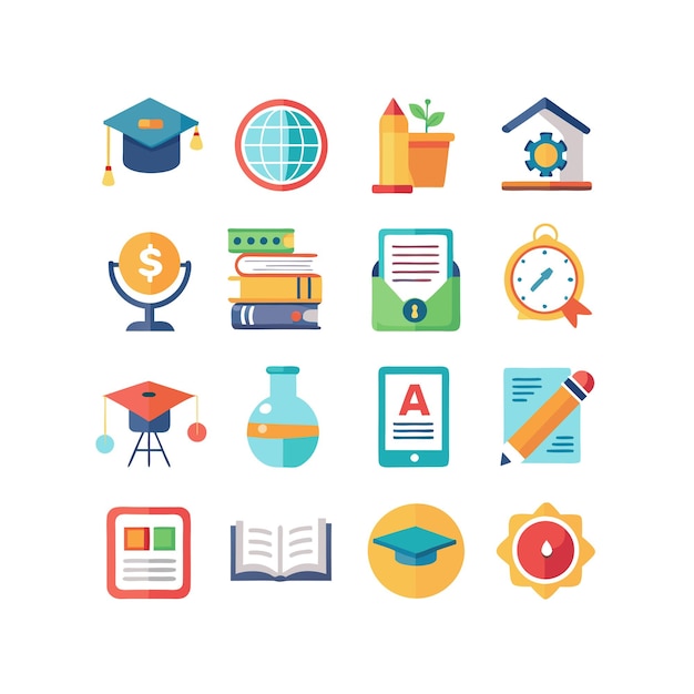 Colección de iconos Ilustración vectorial para documentos, sitios web educativos y aplicaciones móviles