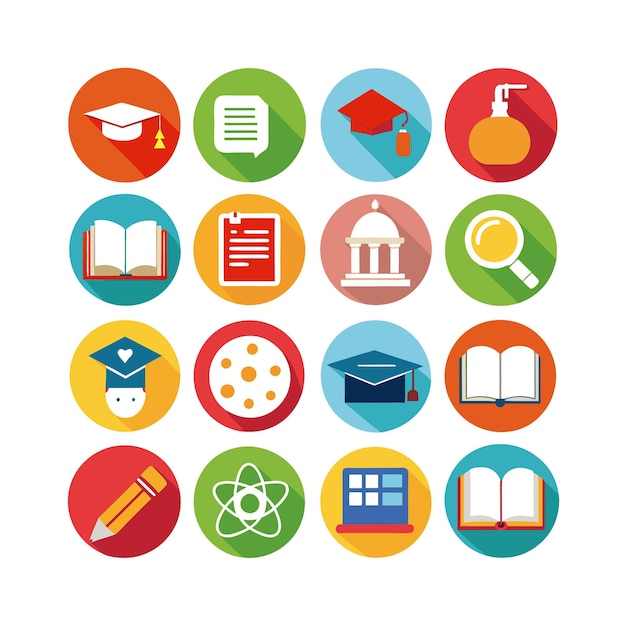 Colección de iconos Ilustración vectorial para documentos, sitios web educativos y aplicaciones móviles