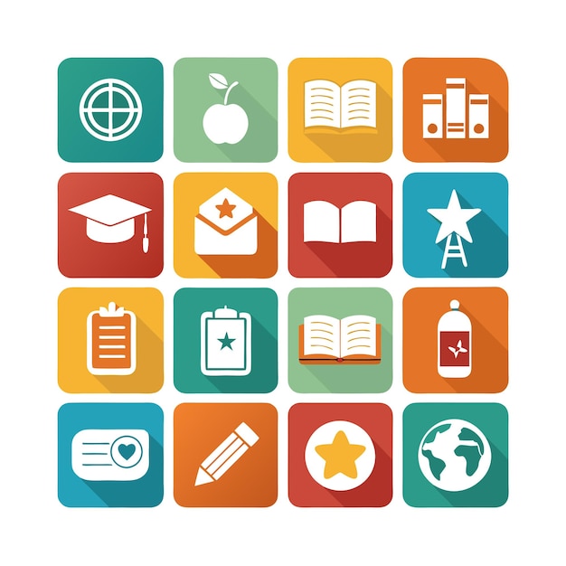Colección de iconos Ilustración vectorial para documentos, sitios web educativos y aplicaciones móviles