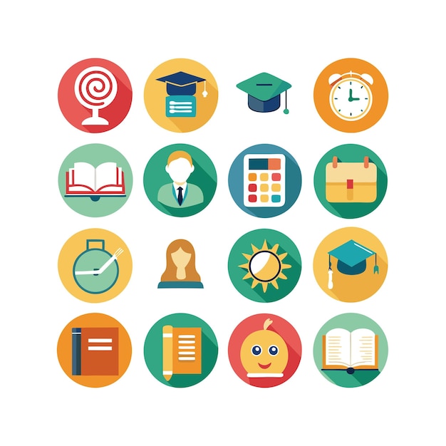 Colección de iconos Ilustración vectorial para documentos, sitios web educativos y aplicaciones móviles