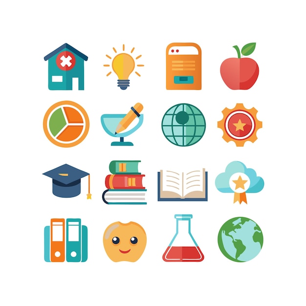 Colección de iconos Ilustración vectorial para documentos, sitios web educativos y aplicaciones móviles