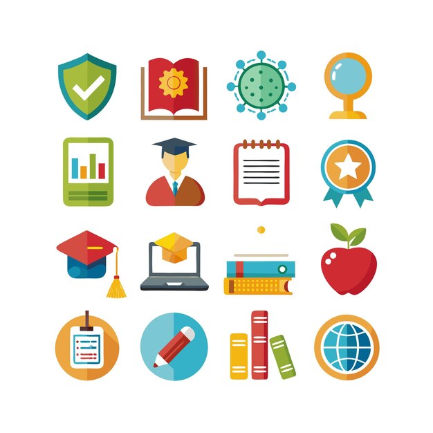 Colección de iconos Ilustración vectorial para documentos, sitios web educativos y aplicaciones móviles