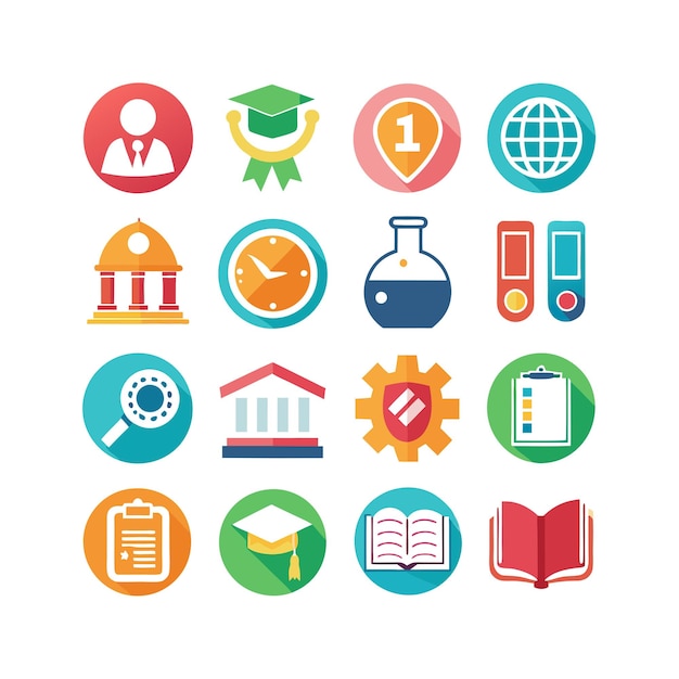 Colección de iconos Ilustración vectorial para documentos, sitios web educativos y aplicaciones móviles