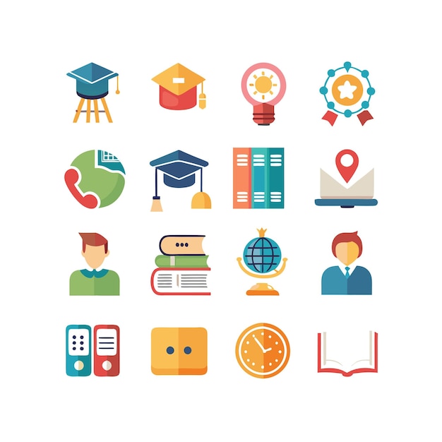 Colección de iconos Ilustración vectorial para documentos, sitios web educativos y aplicaciones móviles