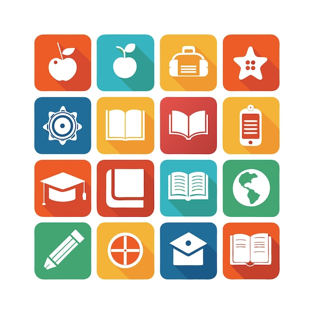 Colección de iconos Ilustración vectorial para documentos, sitios web educativos y aplicaciones móviles