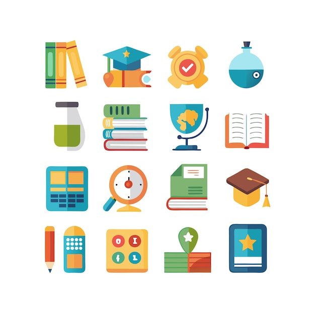 Colección de iconos Ilustración vectorial para documentos, sitios web educativos y aplicaciones móviles