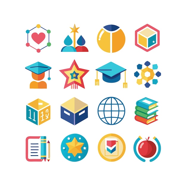 Colección de iconos Ilustración vectorial para documentos, sitios web educativos y aplicaciones móviles