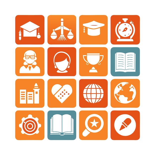 Colección de iconos Ilustración vectorial para documentos, sitios web educativos y aplicaciones móviles