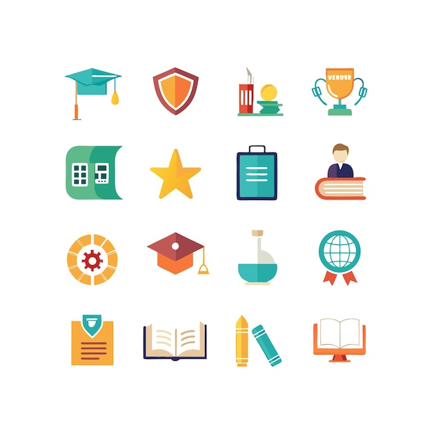 Colección de iconos Ilustración vectorial para documentos, sitios web educativos y aplicaciones móviles