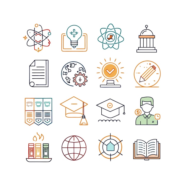 Colección de iconos Ilustración vectorial para documentos, sitios web educativos y aplicaciones móviles