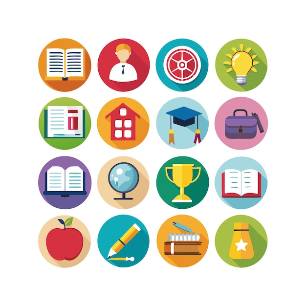 Colección de iconos Ilustración vectorial para documentos, sitios web educativos y aplicaciones móviles