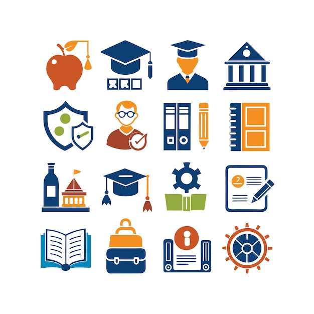 Colección de iconos Ilustración vectorial para documentos, sitios web educativos y aplicaciones móviles