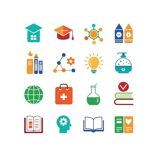 Colección de iconos Ilustración vectorial para documentos, sitios web educativos y aplicaciones móviles