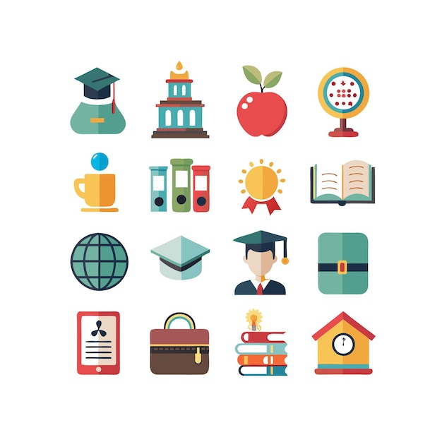 Colección de iconos Ilustración vectorial para documentos, sitios web educativos y aplicaciones móviles