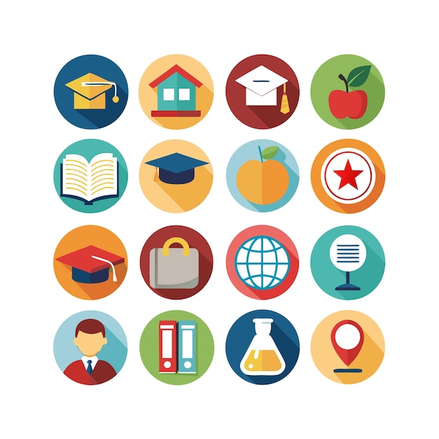 Colección de iconos Ilustración vectorial para documentos, sitios web educativos y aplicaciones móviles