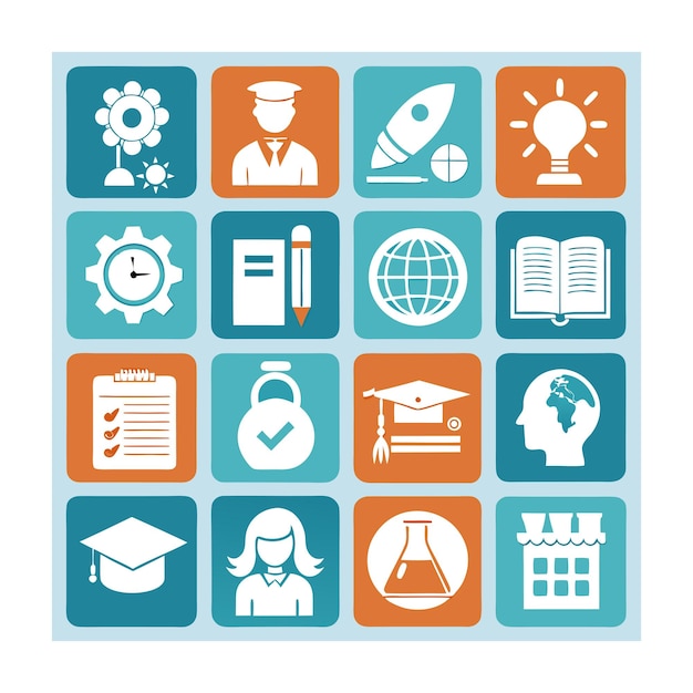 Colección de iconos Ilustración vectorial para documentos, sitios web educativos y aplicaciones móviles