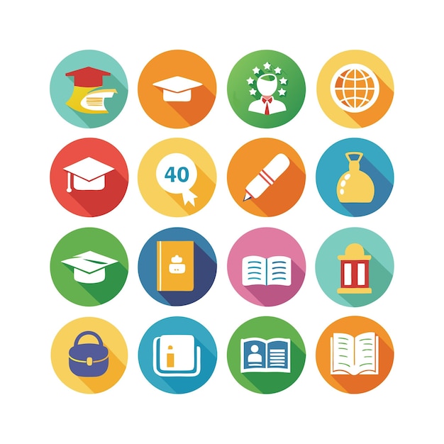 Colección de iconos Ilustración vectorial para documentos, sitios web educativos y aplicaciones móviles