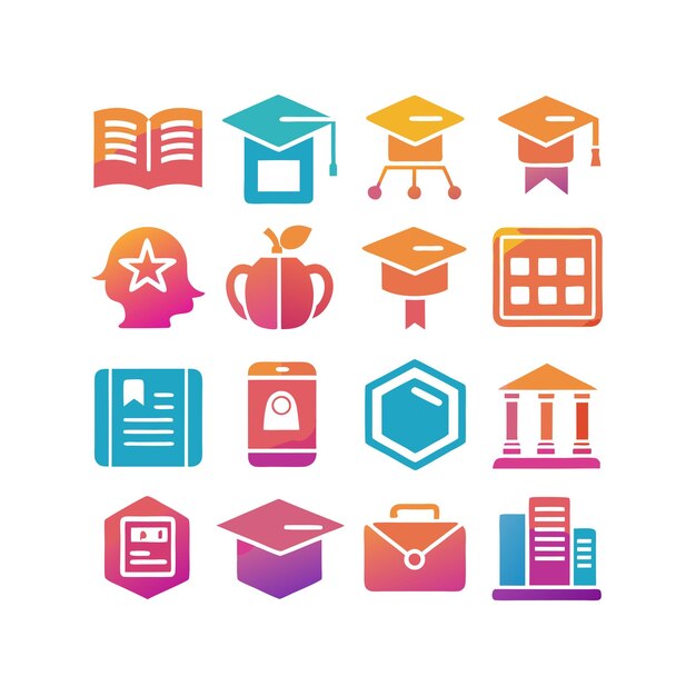 Colección de iconos Ilustración vectorial para documentos, sitios web educativos y aplicaciones móviles