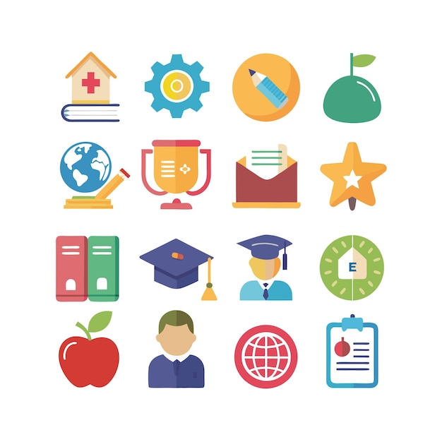 Colección de iconos Ilustración vectorial para documentos, sitios web educativos y aplicaciones móviles