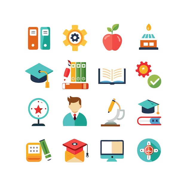 Colección de iconos Ilustración vectorial para documentos, sitios web educativos y aplicaciones móviles